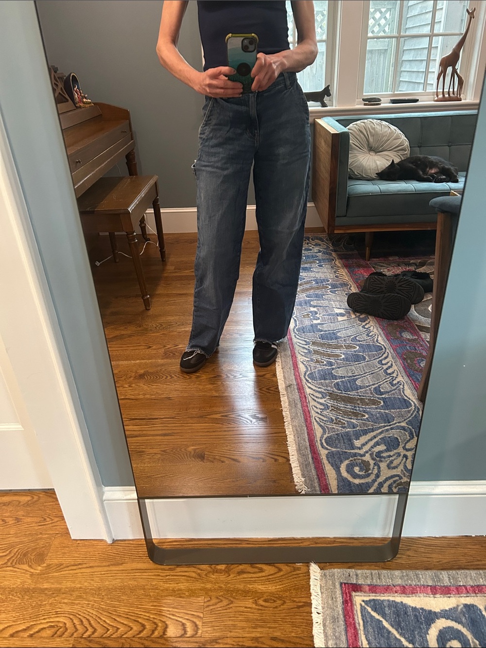 Current/Elliott Dark Blue Wide Leg Flare Jeans